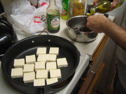 Getting the glaze for the tofu ready!